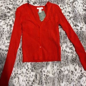 Red-Orange H&M Cardigan Sweater